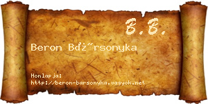 Beron Bársonyka névjegykártya